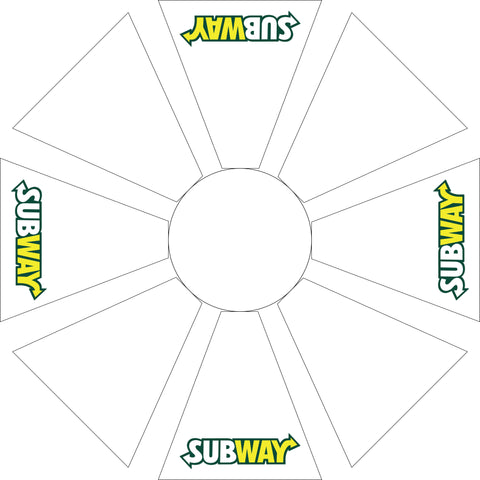 Subway 7.5' White Octagon Logo Umbrella w/ 900 Denier Top