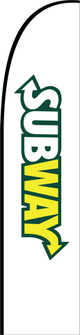 Subway 11' White Logo Banner Flag w/ Ground Spike
