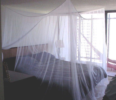 Manila Travelers No-See-Um 4 Point Bed Canopy Mosquito Net with NO SIDE OPENINGS